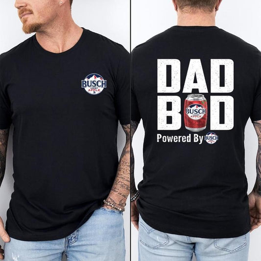 Busch Light Apple Dad Bod T-Shirt - Sweatshirt - Hoodie, Drinking Graphic Tee, Funny Father's Day T-Shirt, Powered By Busch Apple Beer, Drinking Humor Graphic T-Shirt for Dads, Men's Graphic Tees