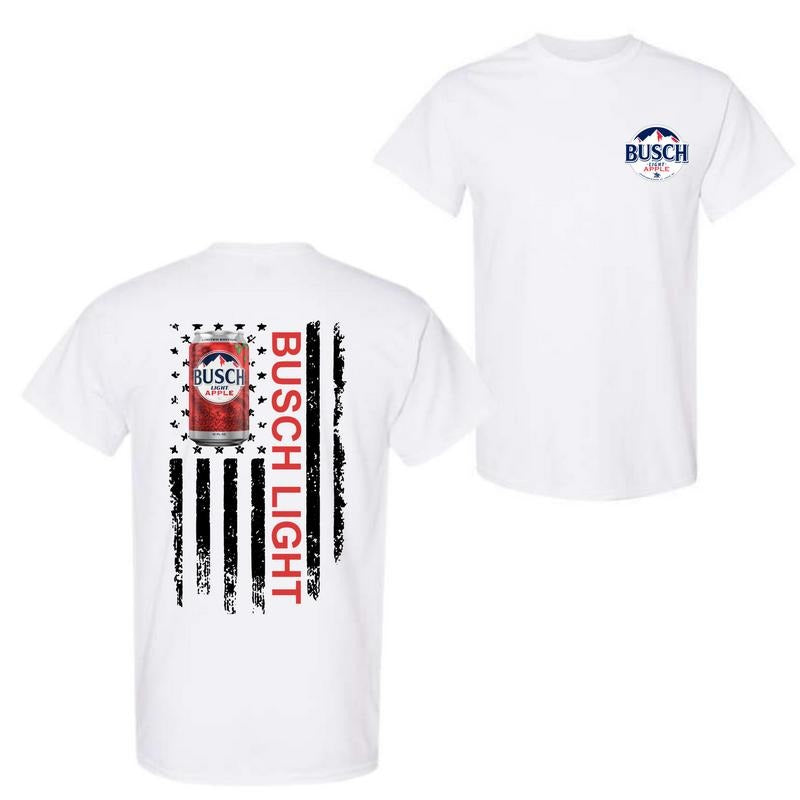 Busch Light Apple Logo Flag 2 Sided T-Shirt, Funny Beer Graphic Tee, Unisex shirt For Men And Women, Casual Streetwear Top