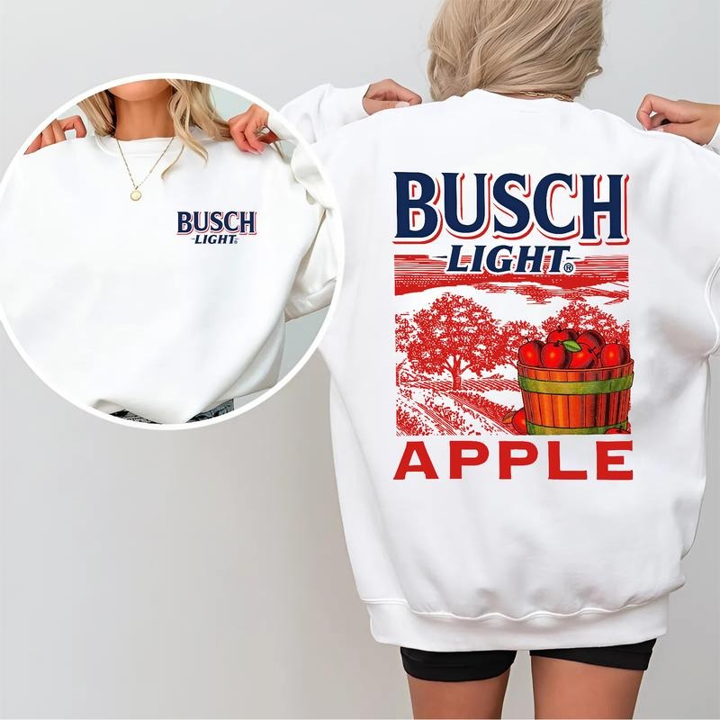 Busch Light Apple Peach Scenic 2-Sided Sweatshirt, Vintage Beer Graphic Pullover, Casual Streetwear Crewneck for Men and Women