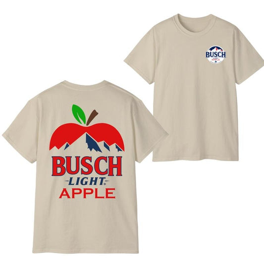 Busch Light Apple T-Shirt, Unisex 2 Sided T-Shirt, Funny Beer Graphic Tee for Men and Women, Casual Streetwear Summer Top