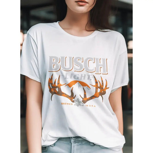Busch Light Camouflaged Antlers T-Shirt  graphic shirt, shirt style, funny teeshirt, summer tshirts, cool tshirts, female shirt, cute shirt