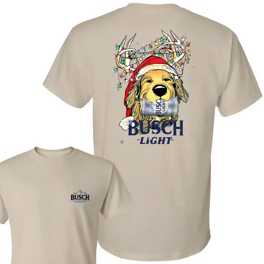 Busch Light Christmas Golden Dog 2 Sided T-shirt Sweatshirt Hoodie, Busch Light Christmas Gift Outdoors Funny Beer Shirt, Busch Light Christmas, Christmas Gifts Funny Beer Trendy Shirt