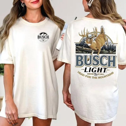 Busch Light Deer Double Sides Shirt, Busch Light Brewed for Hunting Shirt, Vintage 2000s Graphic Busch Light Beer Shirt, Retro Busch Light