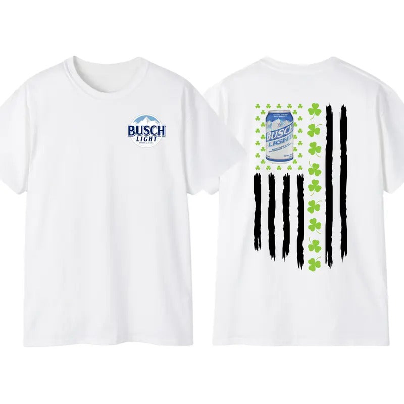 Busch Light Flag With Shamrocks For St. Patrick's Day T-Shirt Sweatshirt Hoodie, Unisex Hoodie, American Flag Tee
