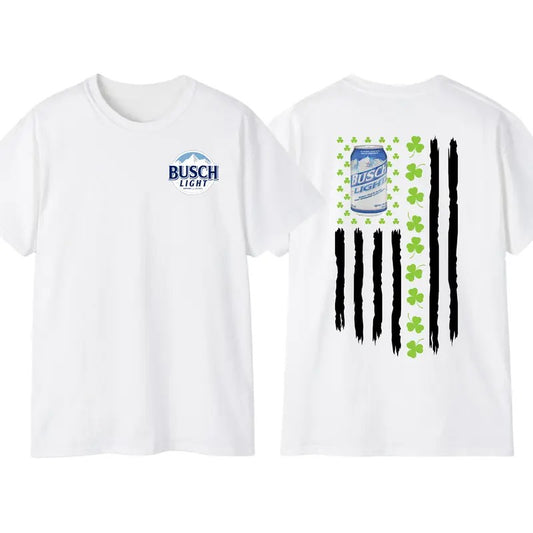 Busch Light Flag With Shamrocks For St. Patrick's Day T-Shirt Sweatshirt Hoodie, Unisex Hoodie, American Flag Tee