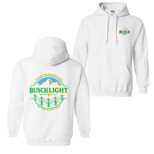 Busch Light From The Mountains to the Heartland Corn Stalk Hoodie, drink beer shirt Long Sleeve Pullover Tops Fabric T-Shirt Sweatshirts