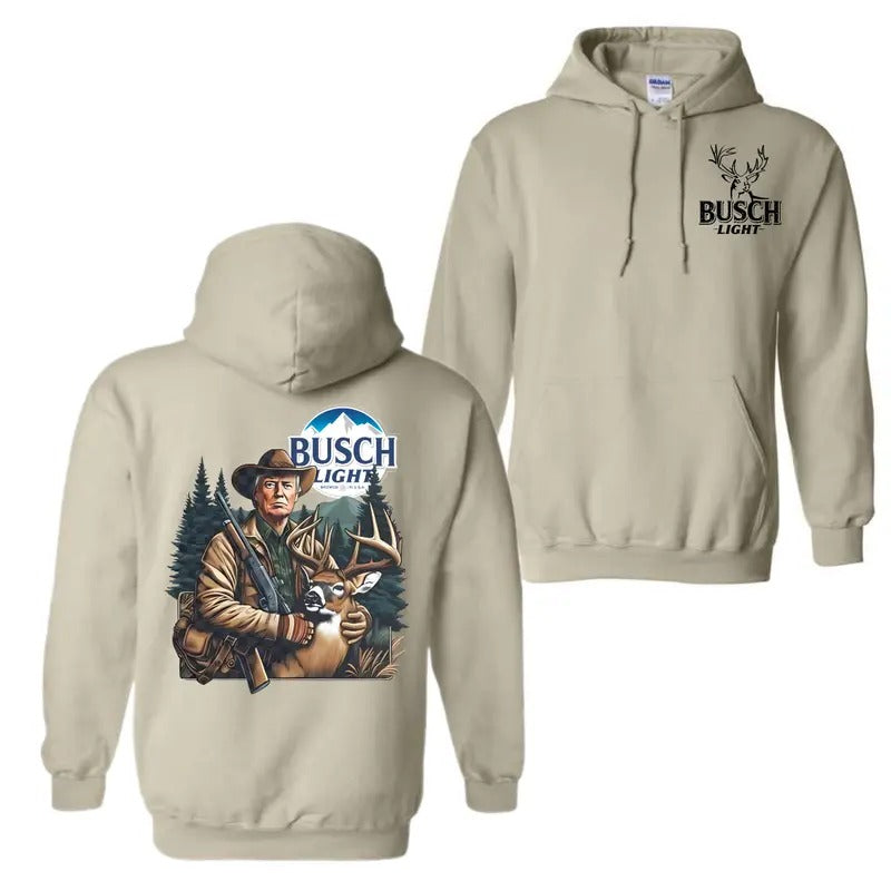 Busch Light Hoodie Sweatshirt T-Shirt, Stunning Graphics Depicting the Bond Between Hunter and Prey, Ideal for Nature Lovers and Beer Aficionados