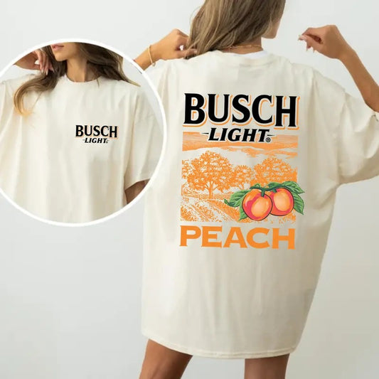 Busch Light Peach Scenic T-shirt,Unisex, Double Sided Tee, Vintage Tee,Busch Light Shirt, For Her, For Him