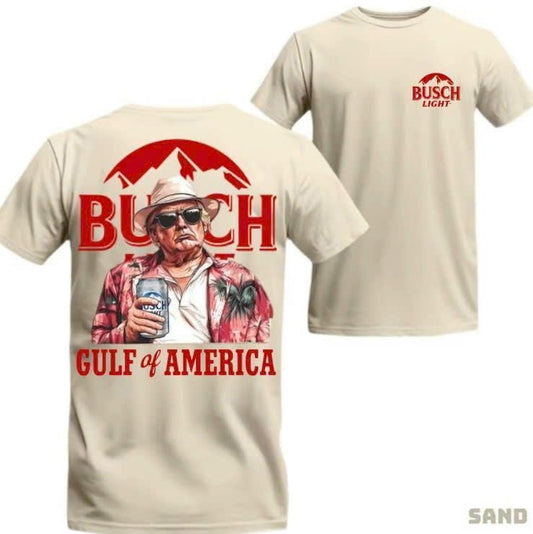 Busch Light T-Shirt - Sweatshirt - Hoodie, Drinking Graphic Tee, Gulf of America Beer Lover Shirt, Vintage Beach Drinking Tee, Summer Hawaiian Vacation Outfit T-shirt, Cotton Short Sleeve Men's Graphic Tees