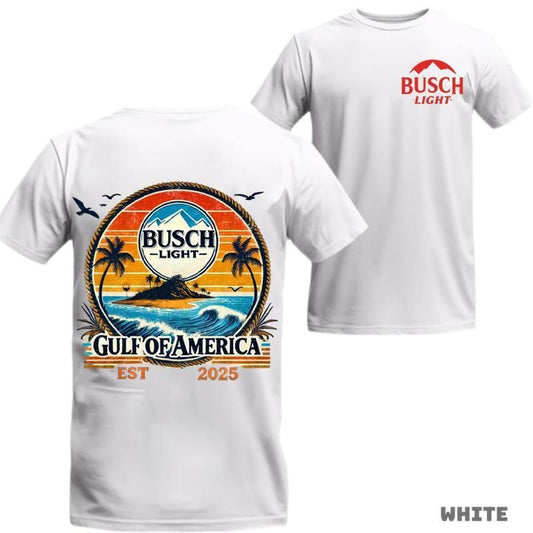 Busch Light T-Shirt - Sweatshirt - Hoodie, Drinking Graphic Tee, Gulf of America Graphic Shirt, Vintage Beach Beer Style, Summer Vacation Men's Graphic Tees