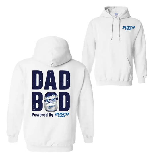 Busch Lite Dad Bod Powered By Busch Light 2 Sided Hoodie Sweatshirt T-Shirt, Beer Drink Shirt for Daddy, Funny Drinking Tee, Casual Cotton Top, Unisex