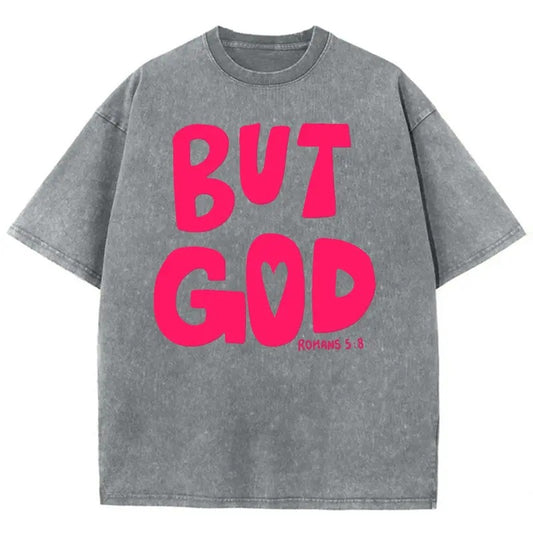 But God Unisex Washed T-Shirt, Christian t shirts, Christian Jesus  t shirts, Vintage 90s Graphic Tee Gift Cotton Top, Mineral color