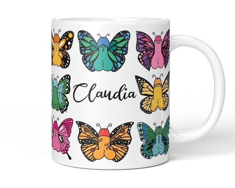 Butterfly Penis Mug, 11Oz 15Oz, Novelty Cup For Coffee Or Tea, Graphic Tees, Funny Coffee Mug Gift