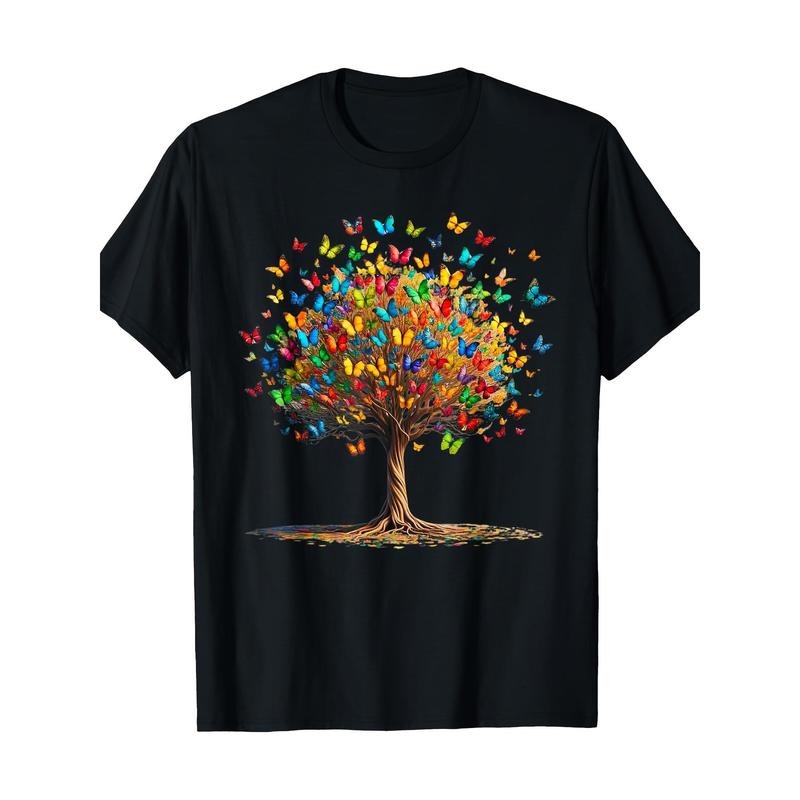 Butterfly Tree Natural Butterfly Lover Lepidoptera T-shirt -100% cotton Made in USA