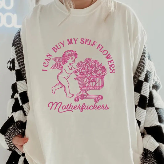 Buy Myself Flowers Mfers Shirt ~ Unisex Apparel Relaxed Fit Printed In The USA Clothing Womenswear Casual Comfort Cotton Top Athletic Boho Chic