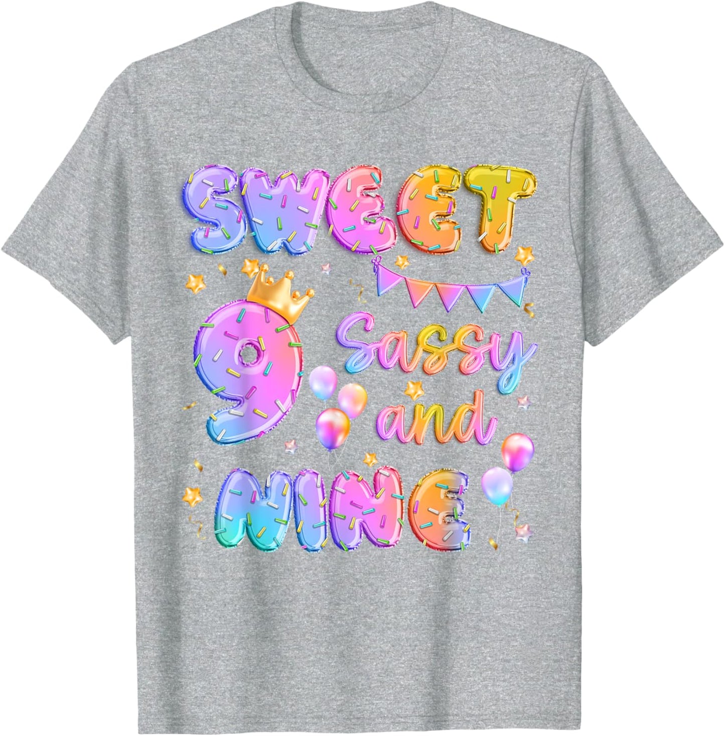 Sweet 9 Sassy And Nineth 9th Birthday Donut Theme Girl Gifts