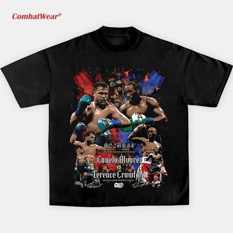 CANELO VS CRAWFORD TEE, Retro Fight Night Graphic Shirt, Vintage Boxing Tee, Streetwear Boxing Graphic T-Shirt Gift for Fighters