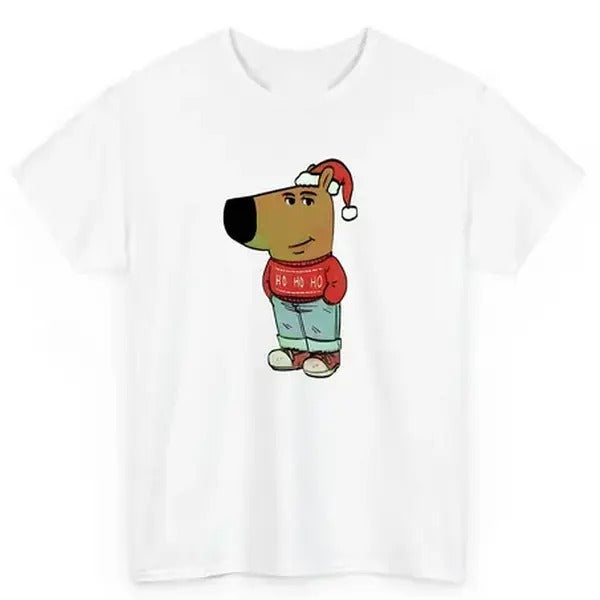 CHRITMAS CHILL GUY T-Shirt, Just A Chill Guy, Meme Xmas Funny Dog, Trending T-Shirt, 100% Cotton, Crew Neck, Slight Stretch, Breathable & Wear-Resistant, All-Season Short Sleeve Tee, Perfect for Outdoor & Daily Fashion