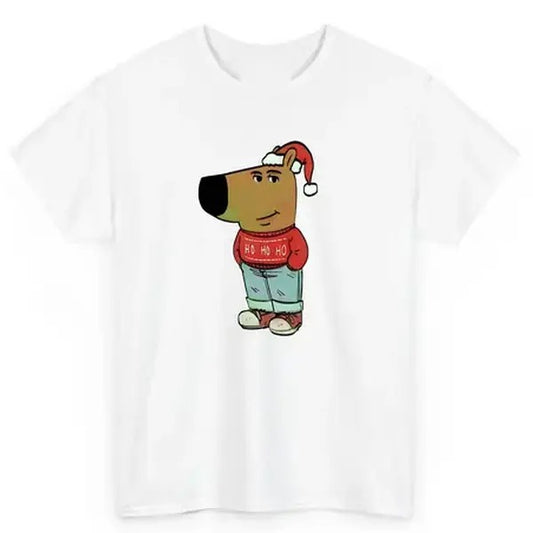 CHRITMAS CHILL GUY T-Shirt, Just A Chill Guy, Meme Xmas Funny Dog, Trending T-Shirt, 100% Cotton, Crew Neck, Slight Stretch, Breathable & Wear-Resistant, All-Season Short Sleeve Tee, Perfect for Outdoor & Daily Fashion