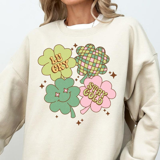 CLOVER PATTERN SWEATSHIRT (UNISEX, CASUAL COTTON SWEATSHIRT, HOLIDAY ST. PATRICKS DAY) Womenswear Hoodie