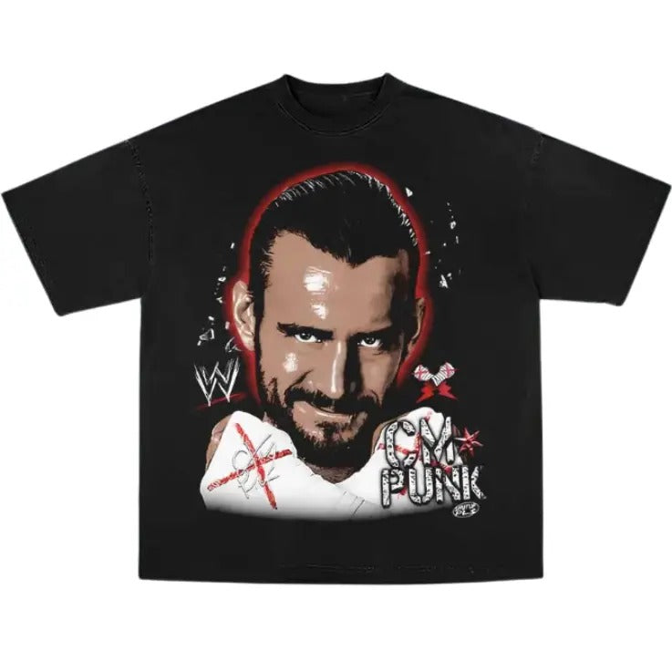 CM Punk Vintage Graphic Tees, Wrestling Tshirt, Wrestler T-Shirt, WWE Shirts, Unisex Wrestling Gift Shirt Top Menswear Womenswear Streetwear