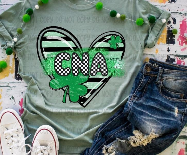 CNA Clover Heart DTF Transfers - THIS IS NOT A SHIRT