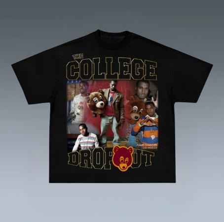 COLLEGE DROPOUT TEE, Prints Vintage T-Shirt, Rapper Shirt, Hip Hop Shirt, Rap Music Shirt, R&B Shirt, Pop Shirt, Graphic Tee Shirt, Unisex T-Shirt, Gift For Him, Crewneck Short Sleeve Shirt, Shirt Trending Top Menswear Underwear Streetwear