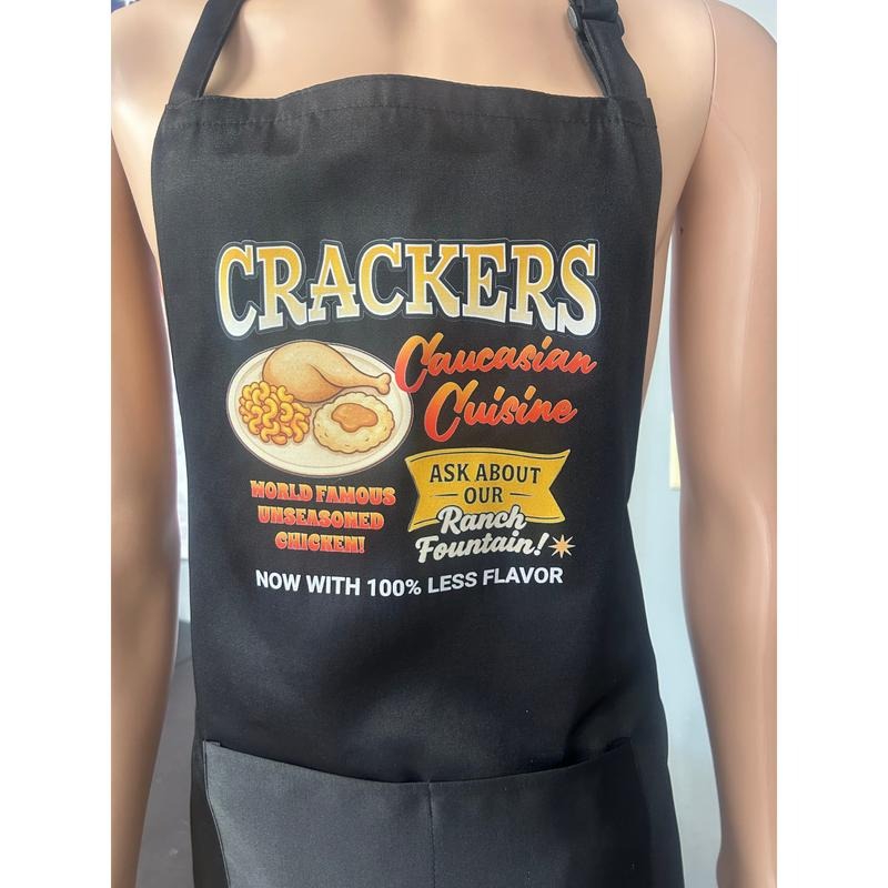 CRACKERS CAUCASIAN CUISINE ADJUSTABLE BBQ APRON