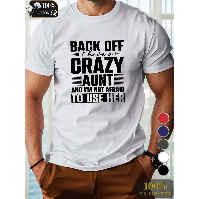 CRAZY AUNT Pure Cotton Men's Tshirt Comfort Fit Made in USA