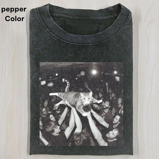 CUTE CAT - WACKY CAT Baby Tee, Cat Meme Crop Top, Funny Cat Crop Top, Unisex Meme Cringe Funny Dumb Shirt, Menswear Womenswear Streetwear