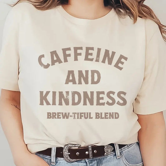 Caffeine & Kindness T Shirt, Coffee Shop, Espresso Lover Gift, Barista Gift, Barista, Unisex T-Shirt, Gifts For Men Him Friends, Short Sleeve Tee Shirt, Gifts For Birthday Mothers Day