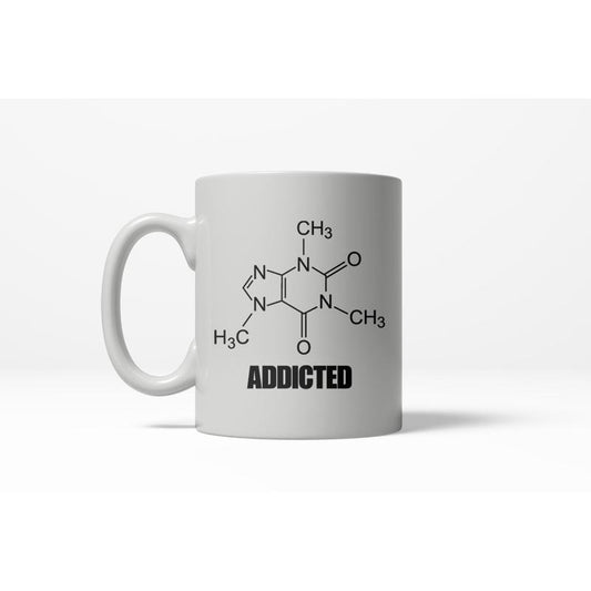 Caffeine Addicted Funny Nerdy Science Ceramic Coffee Drinking Mug 11oz Cup Funny Coffee Mugs Ceramic Printed Drinkware Cup