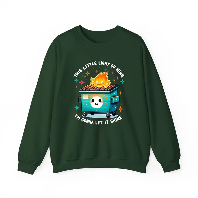 Calcifer Dumpster Fire Shirts Emotional Dumpster Fire TShirt, This Little Light of Mine, Mental Health, Howls Moving Castle Shirt, Anime Shirt