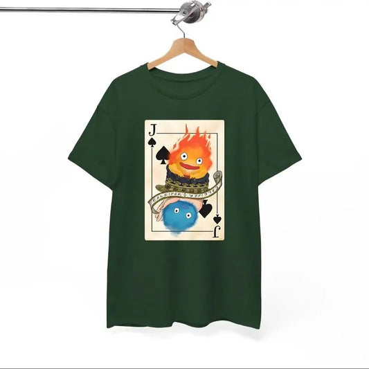 Calcifer Playing Card T-shirt Sweatshirt Hoodie, Howls Moving Castle Shirt, Studio Ghibli, Howl And Sophie Shirt, Anime Sweatshirtstyle{n002}2