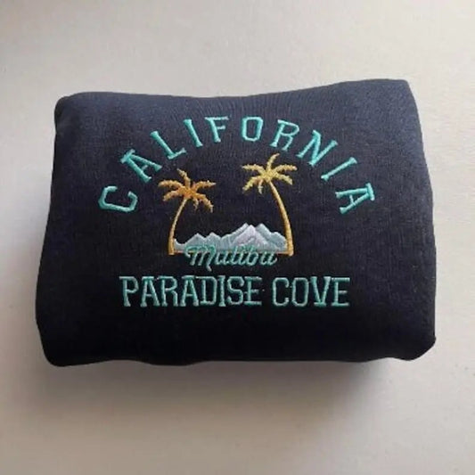 California Paradise Cove Malibu Embroidered tshirt, Palm Tree Beach Sweatshirt, Surfing Gift, California Shirt