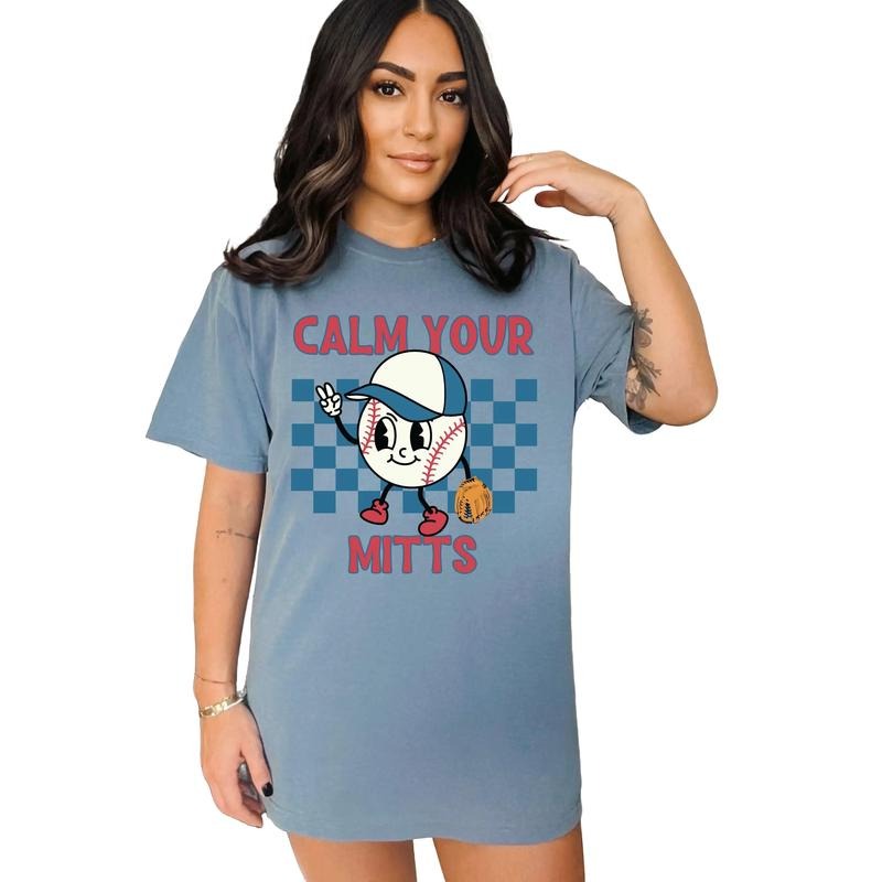 Calm Your Mitts Baseball Shirt, Baseball Mom Shirt, Baseball Mama, Retro Baseball Tee, Baseball T-Shirt, Gifts For Baseball Fan, Baseball Gifts For Men Women, Short Sleeve Tee Shirt, Gift For Birthday Christmas Fit Top