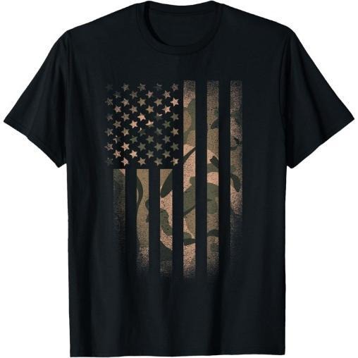 Camo American Flag Usa Military Tactical Camouflage Desert T-Shirt Made in USA