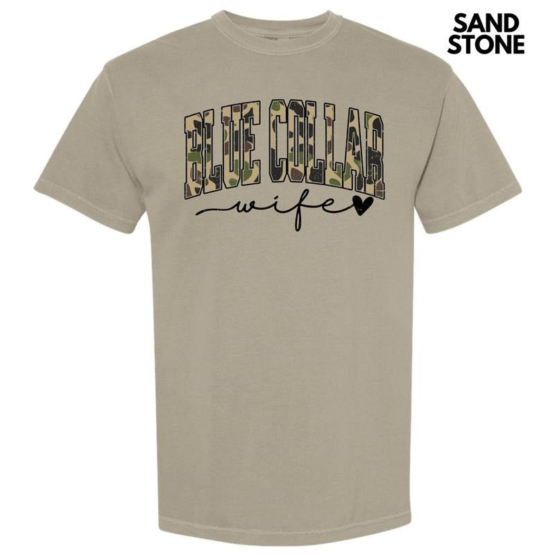 Camo Blue Collar Wife Comfort Colors T-Shirt 'NLB'