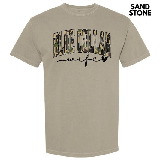 Camo Blue Collar Wife Comfort Colors T-Shirt 'NLB'