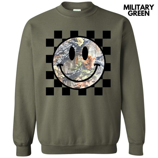 Camo Checker Happy Face Sweatshirt 'NLB'