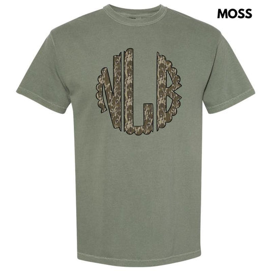 Camo Print Monogram Comfort Colors T-Shirt 'NLB'
