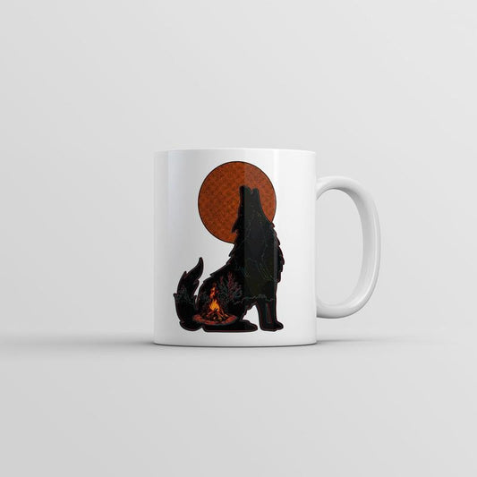 Campfire Wolf Mug Cool Nature Graphic Novelty Coffee Cup-11oz Funny Coffee Mugs Ceramic Printed Drinkware Cup