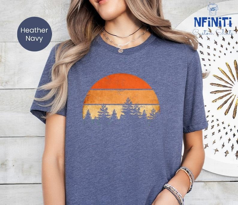 Camping Gift Shirt, Forest Themed Shirt, Tree Shirt, Adventure Is Calling, Sunset Themed Shirt, Wildlife Tee, Wilderness, Pine Tree