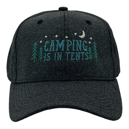 Camping is In Tents Hat Funny Sarcastic Outdoors Novelty Cap Funny Hats Sarcastic  Funny Camping  Novelty Caps for Men Black - Standard