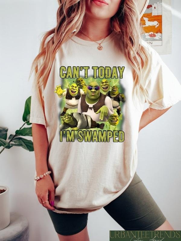 Can't Today I'm Swamped Shirt, Shrek Funny Trending Shirt, Fiona and Shrek Tshirt, Funny Shrek Trending Tee, Shrek Face Meme Shirt