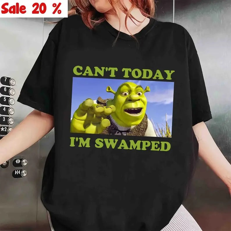 Can't Today I'm Swamped funny T-Shirt, Shrek Funny Trending T-Shirt, Fiona and Shrek T-Shirt, Funny Shrek Trending Tee, Shrek Face Meme Outfit, Gifts