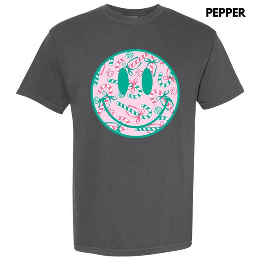 Candy Cane Happy Face Comfort Colors T-Shirt 'NLB'