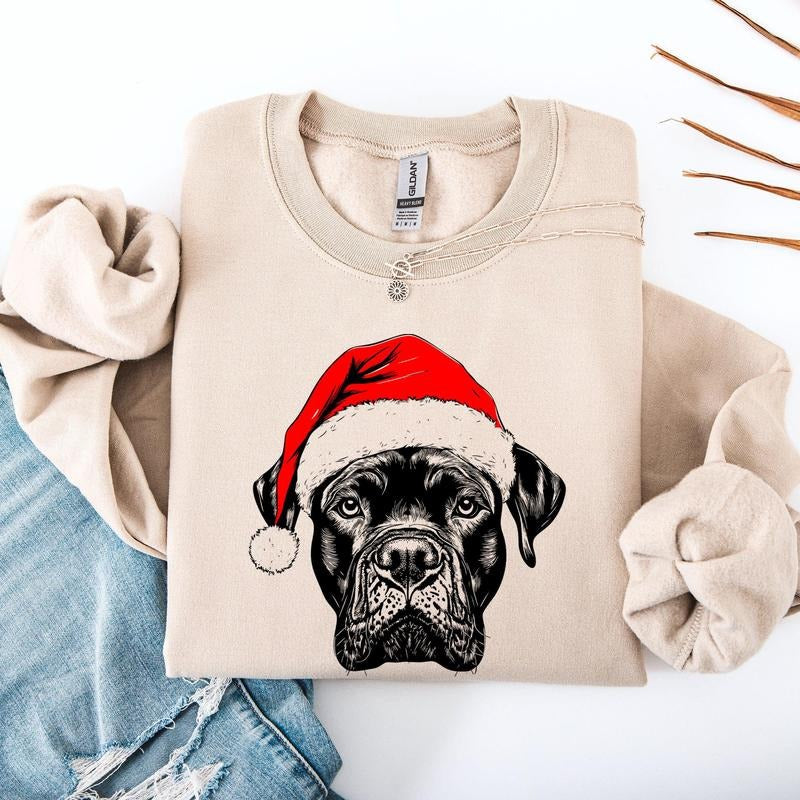 Cane Corso, Santa, Dog, Christmas, Dog Lover, Pet Sweatshirt, Crew Neck, Women's, Crewneck