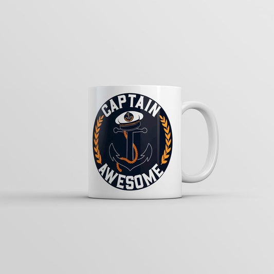 Captain Awesome Mug Funny Sarcastic Boating Graphic Coffee Cup-11oz Funny Coffee Mugs Ceramic Printed Drinkware Cup