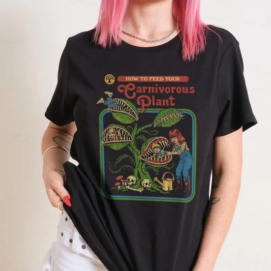 Carnivorous Plant T-Shirt, Vintage Bootleg, Vintage Shirt, Funny Shirt, Retro Streetwear Shirt, Gifts Suitable for Men & Women Casual Comfort